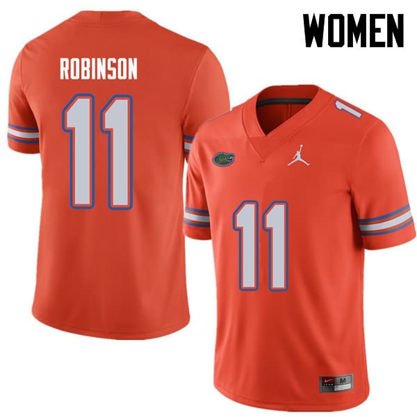 Women's NCAA Florida Gators Demarcus Robinson #11 Stitched Authentic Jordan Brand Orange College Football Jersey FDP2365ZS